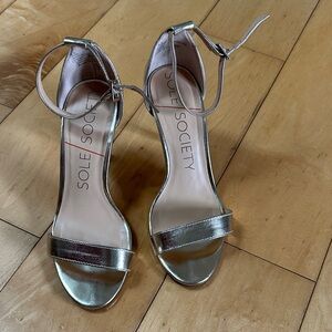 Sole Society Women's Gold Ankle Strap Heels